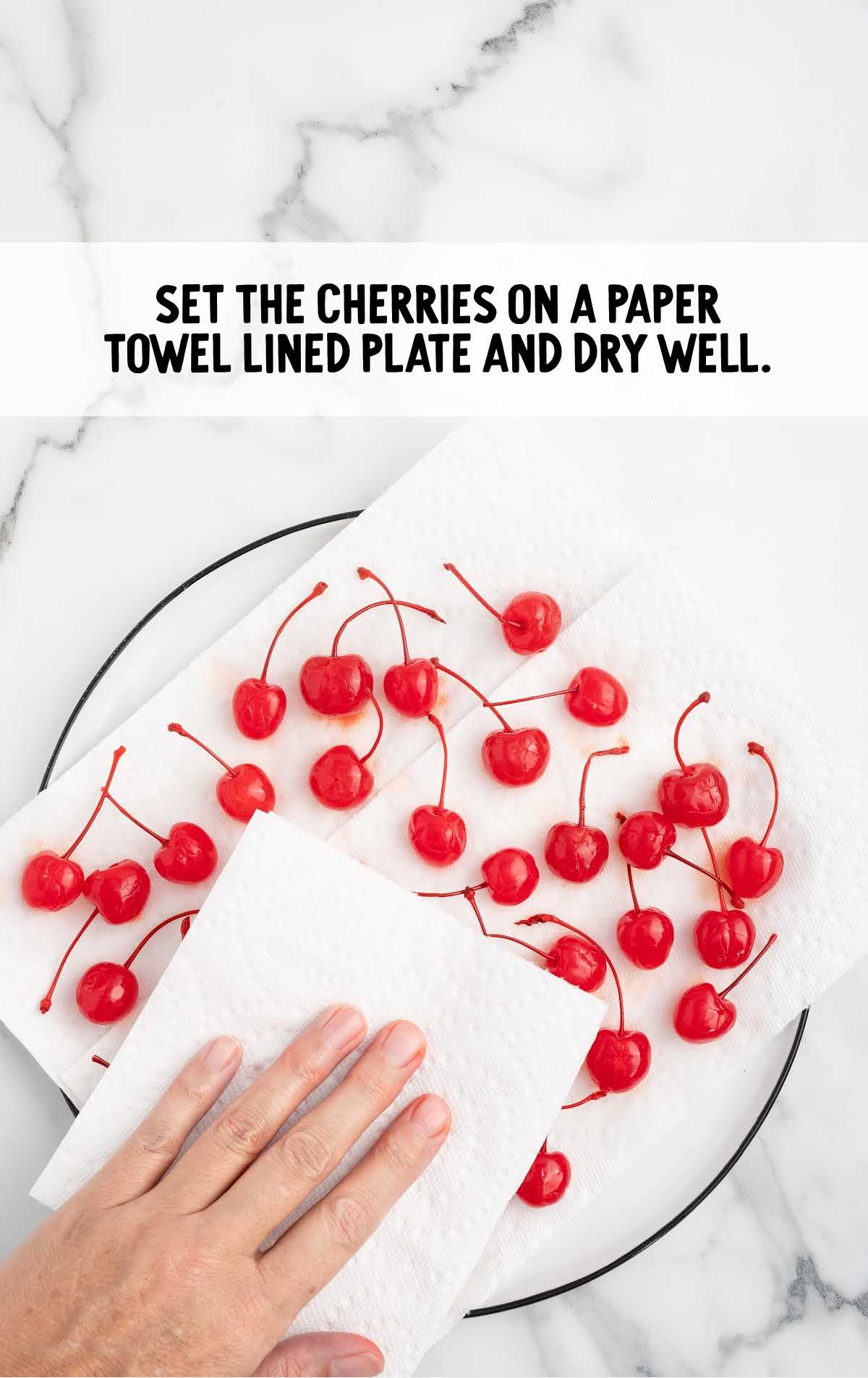cherry set on a paper towel to dry
