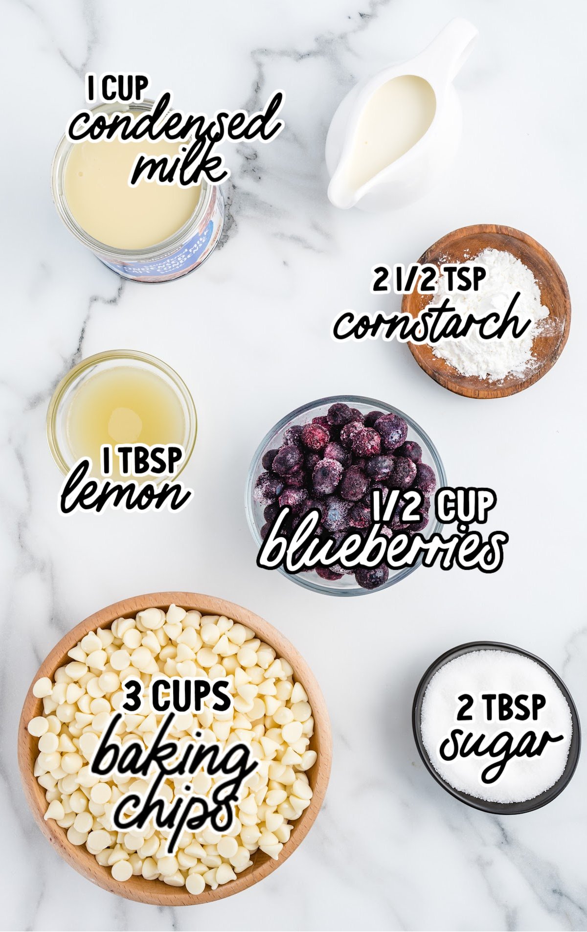 ingredients to make blueberry fudge