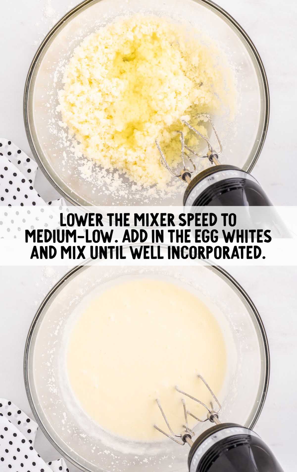 egg whites added to the butter mixture