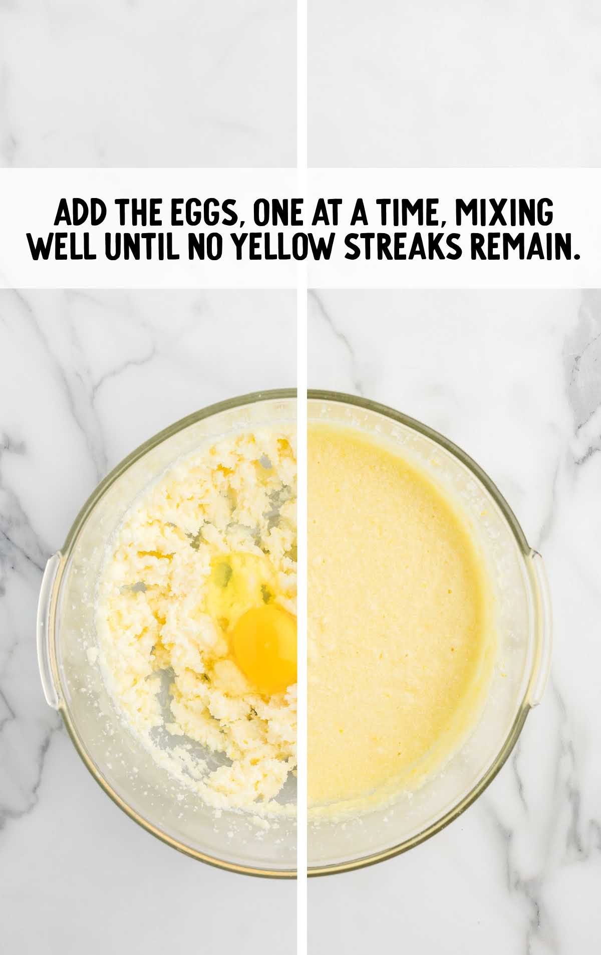 eggs added to the ricotta cheese mixture