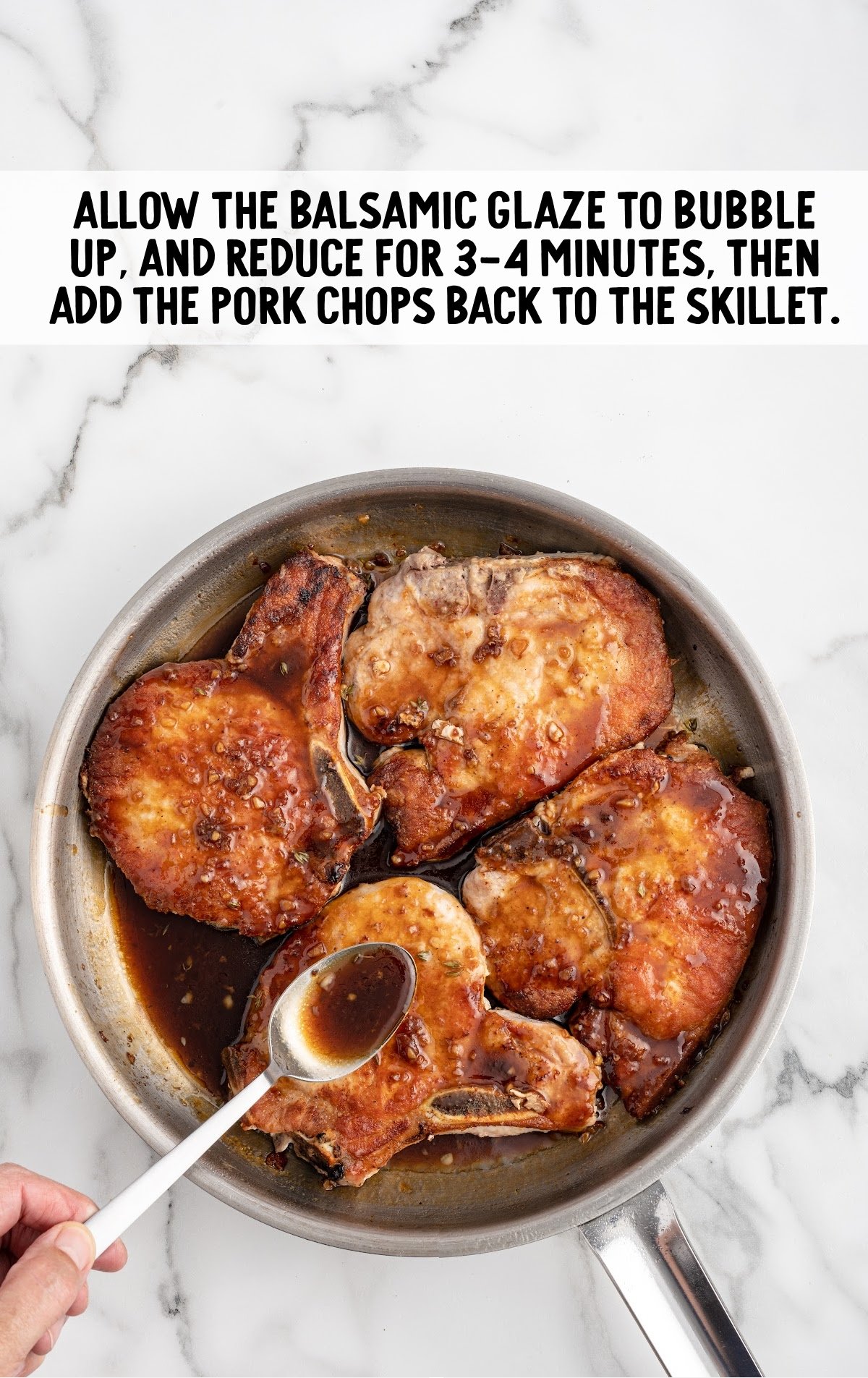 reduce glaze in a skillet and spoon onto pork chops