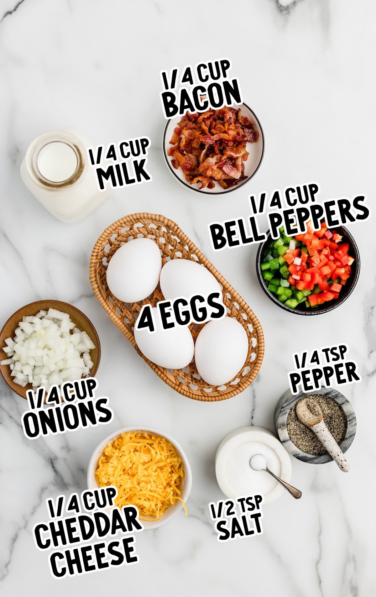 ingredients for egg bites laid out and measured to cook with