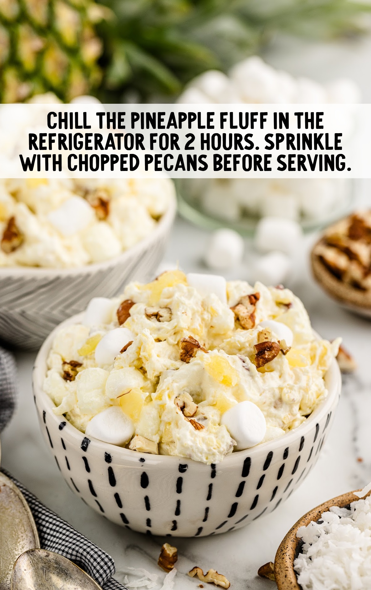 chilled bowl of pineapple fluff dessert