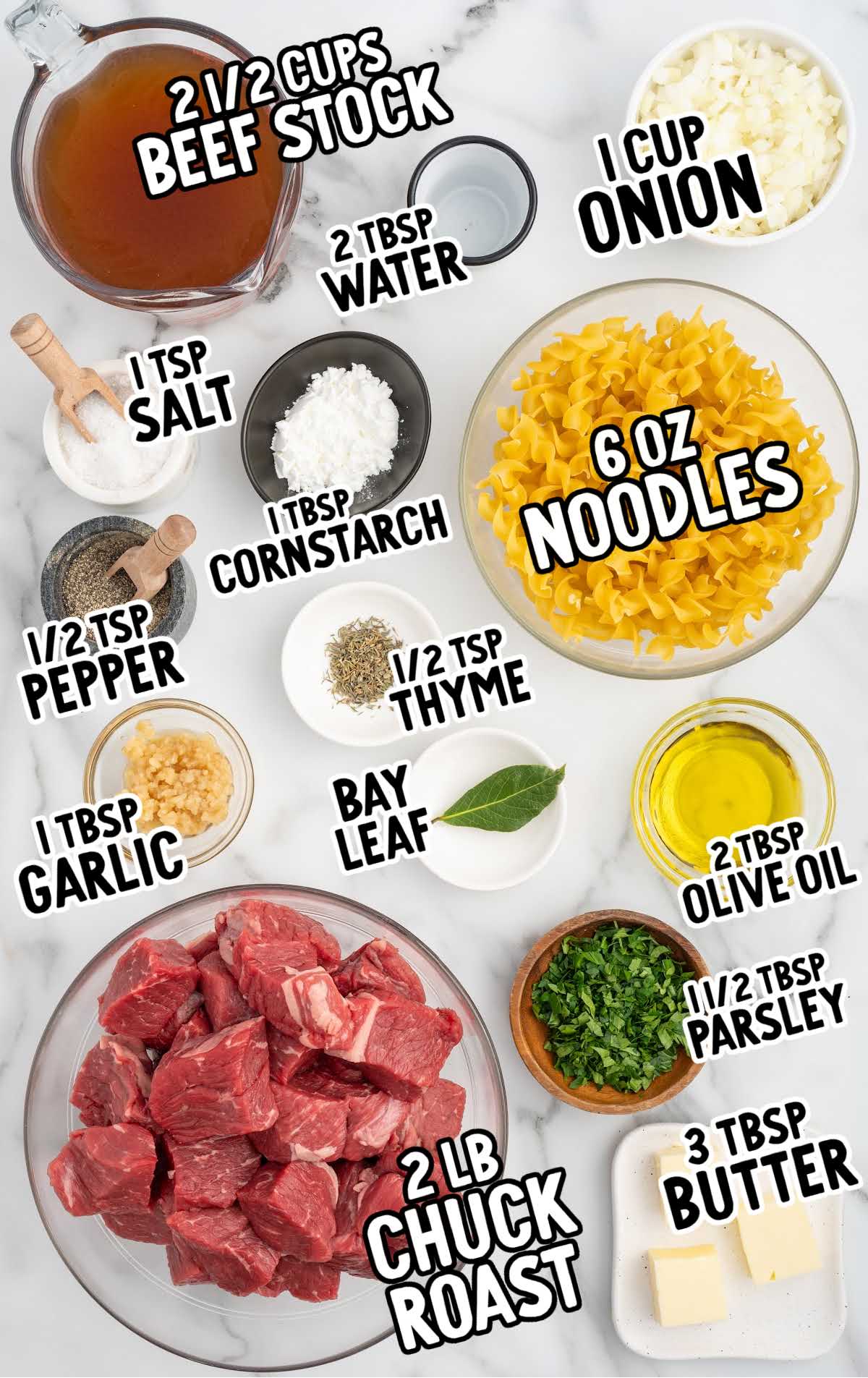 Beef Noodles raw ingredients that are labeled