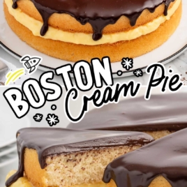 a Boston Cream Pie on a plate