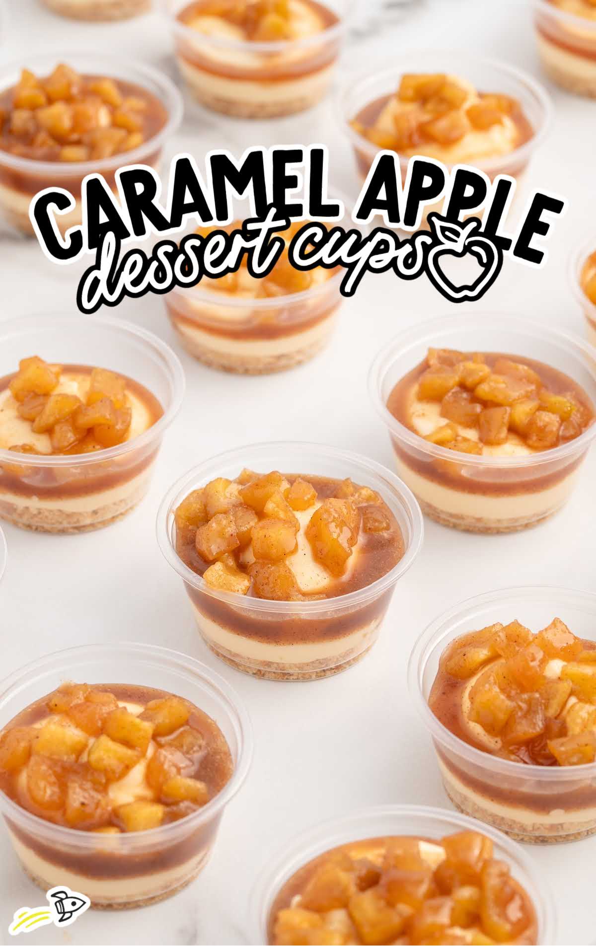 close up shot of a bunch of Caramel Apple Dessert Cups