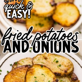 a plate of fried potatoes topped with chives