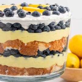 a jar of Lemon Blueberry Trifle