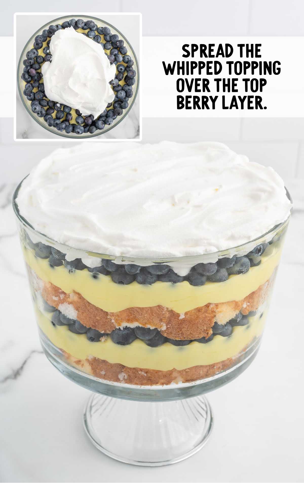 whipped topping added on the top of the berry layer