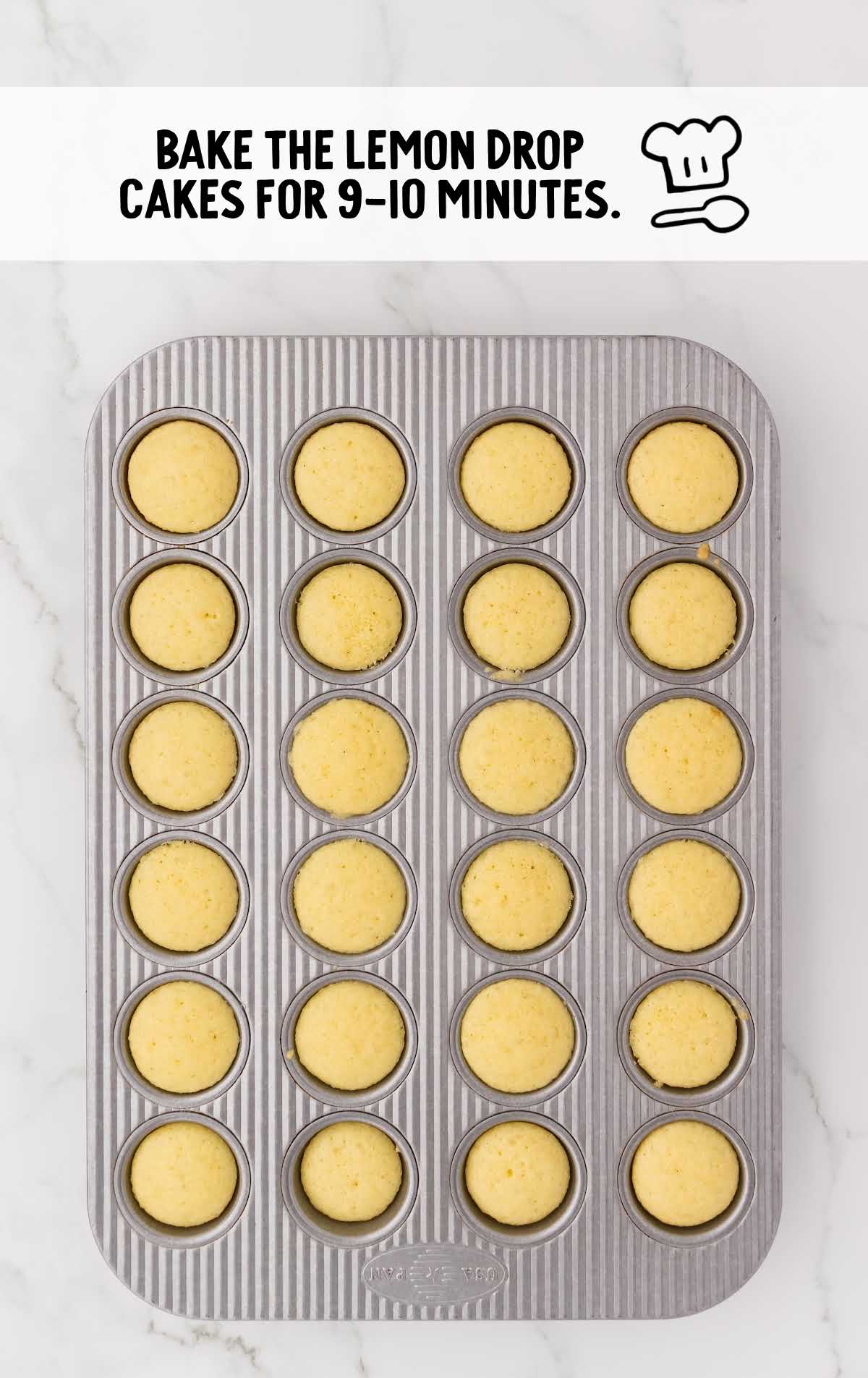 Lemon Drop Cakes cooked in a muffin pan