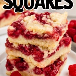 Raspberry Squares stacked on a plate