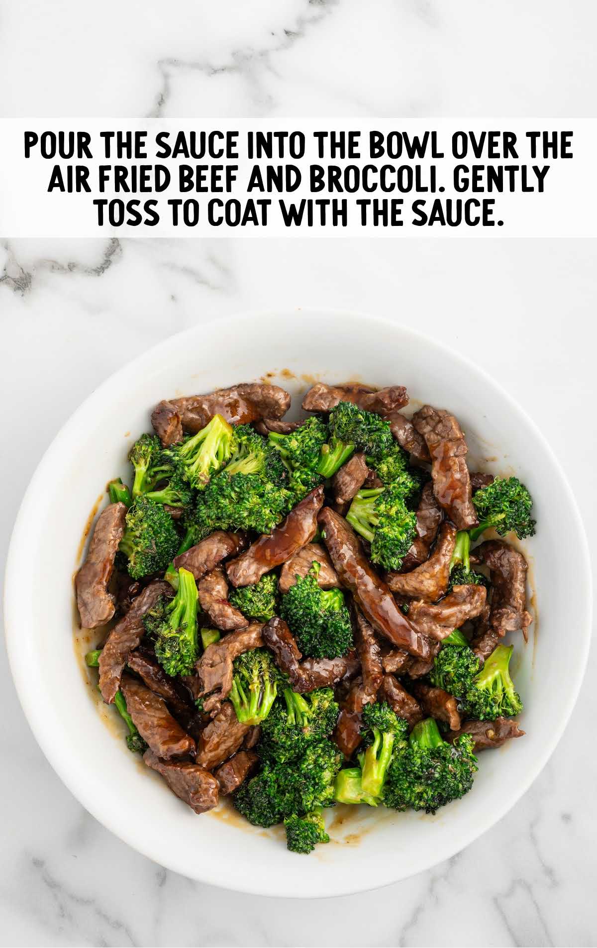 beef and broccoli coated with sauce