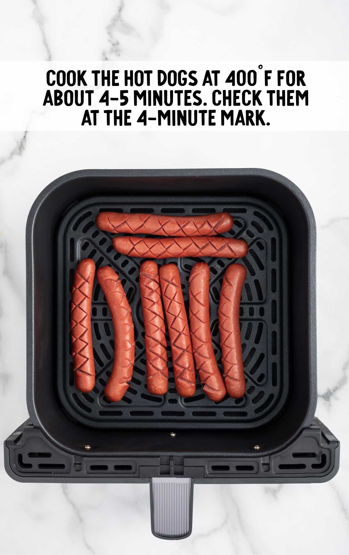 hot dogs cooked in an air fryer