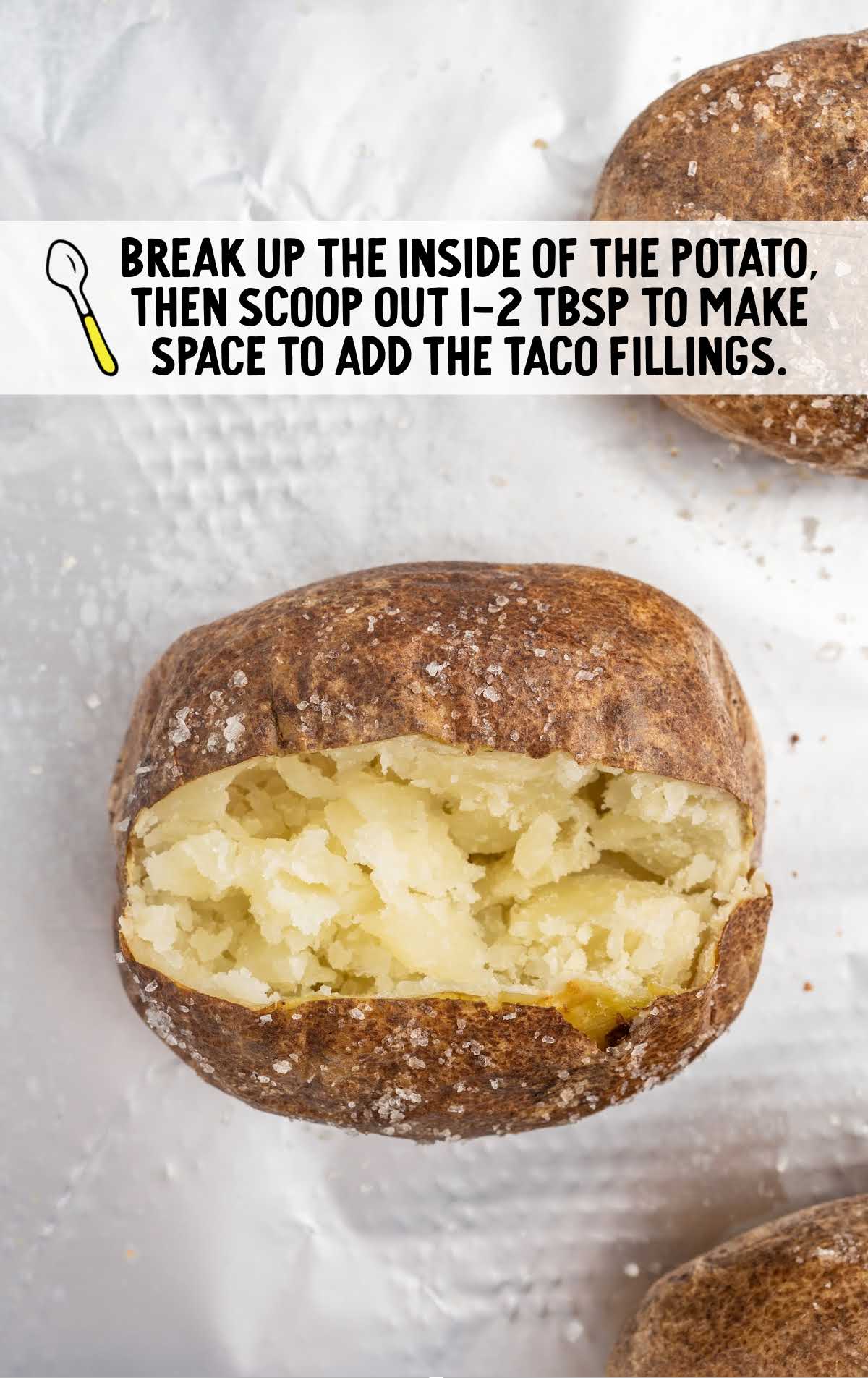 potato broken apart and added filling space