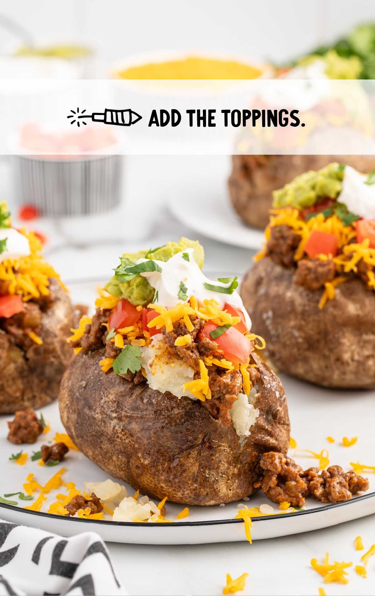 toppings added to the baked potato