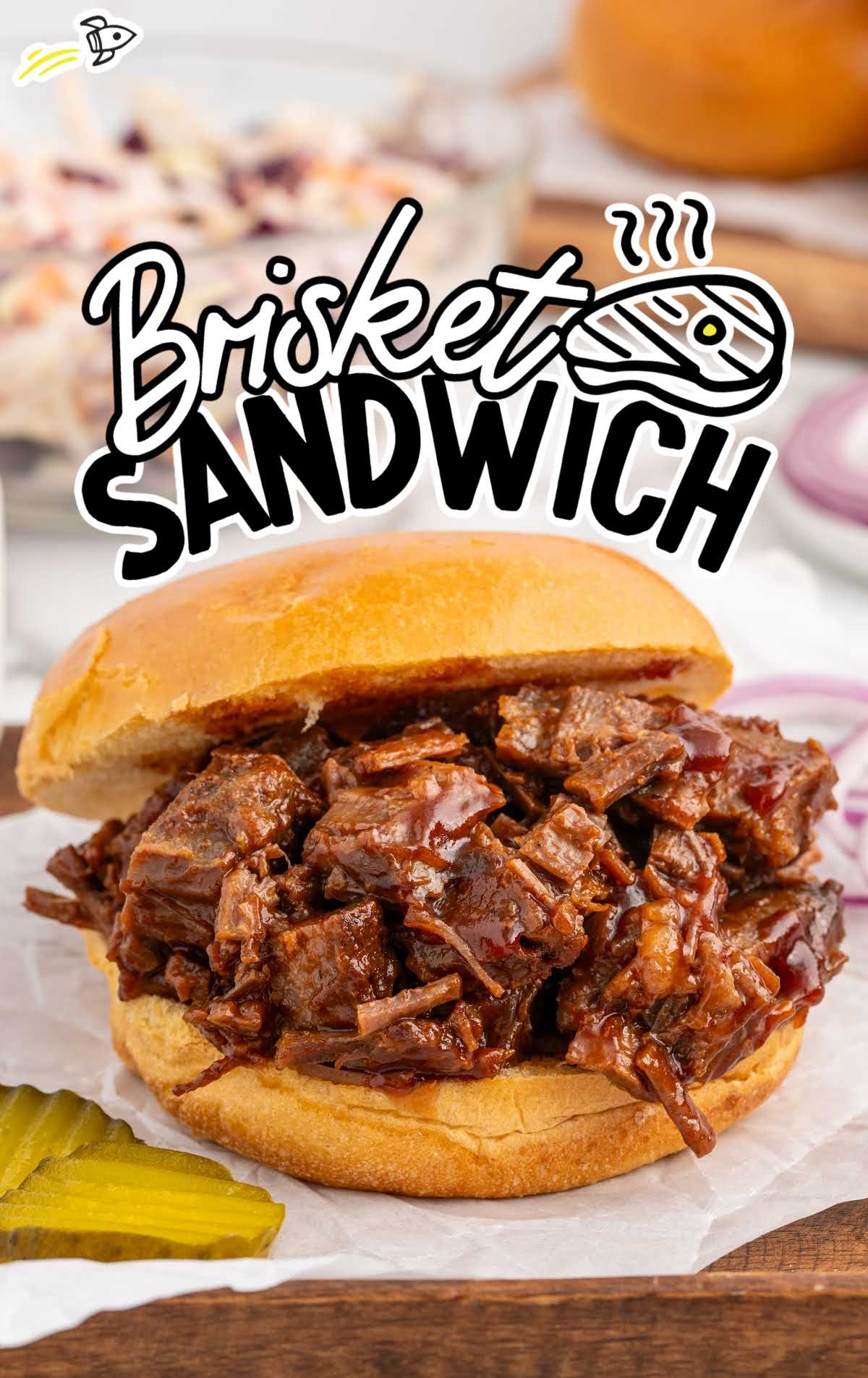 close up shot of a Brisket Sandwich