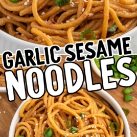 a close up shot of Garlic Sesame Noodles in a bowl