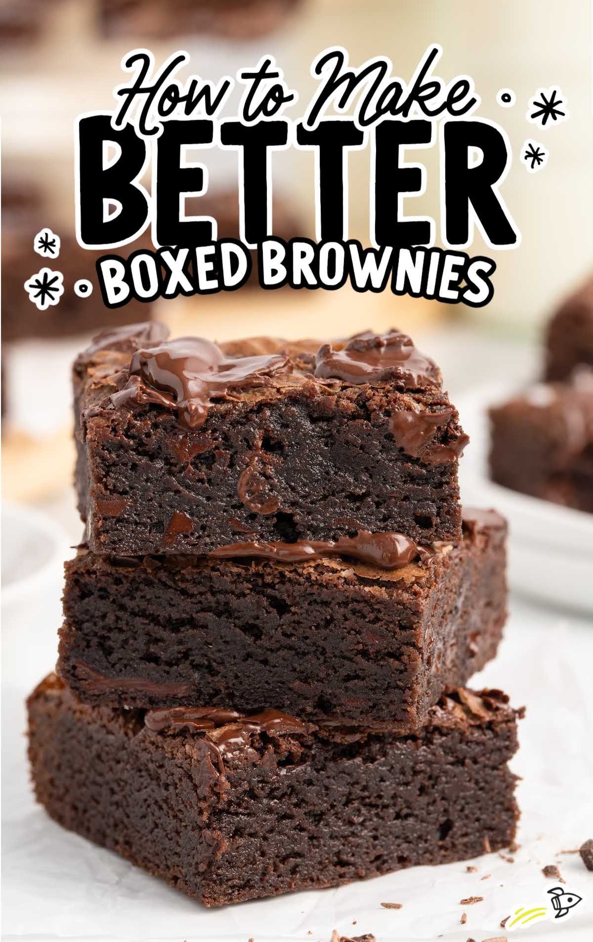 chocolate brownies stacked on top of each other