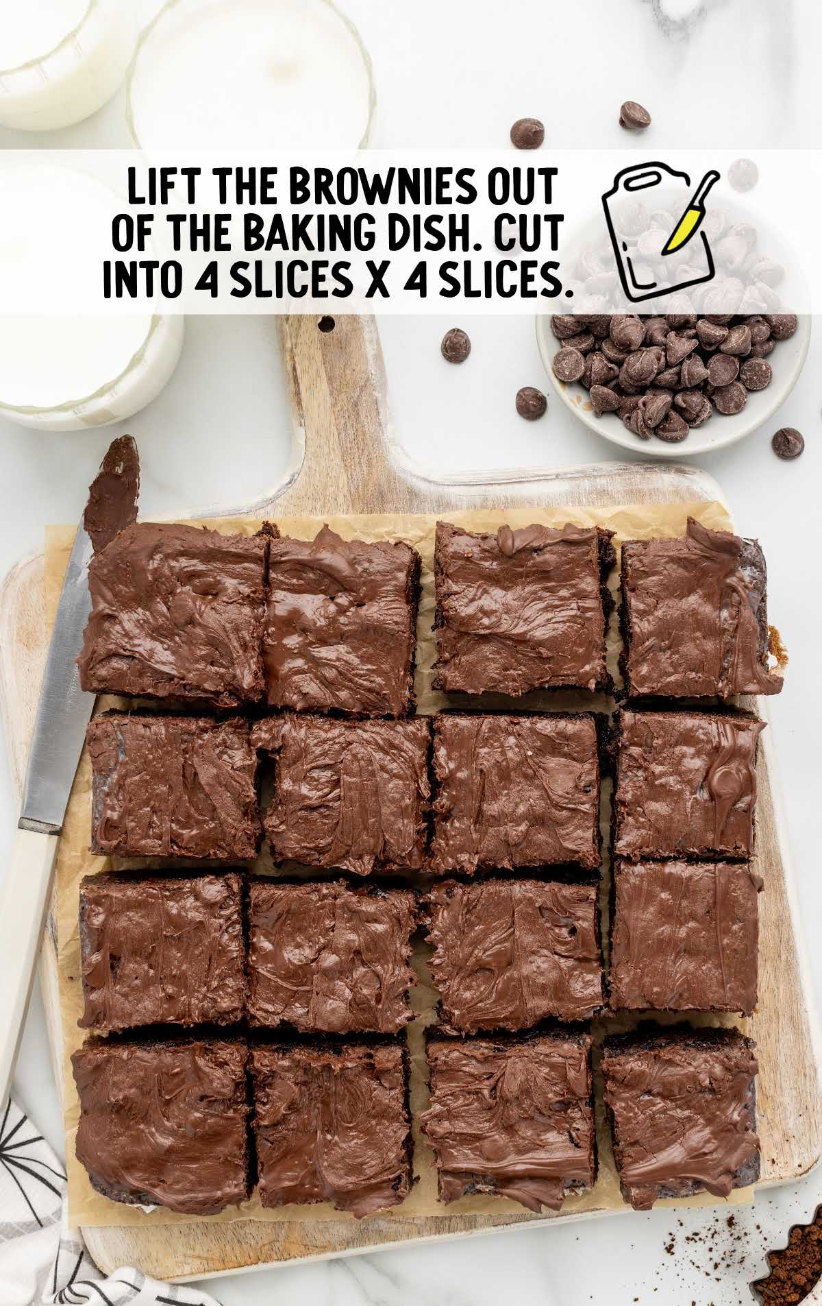 brownies sliced with a knife