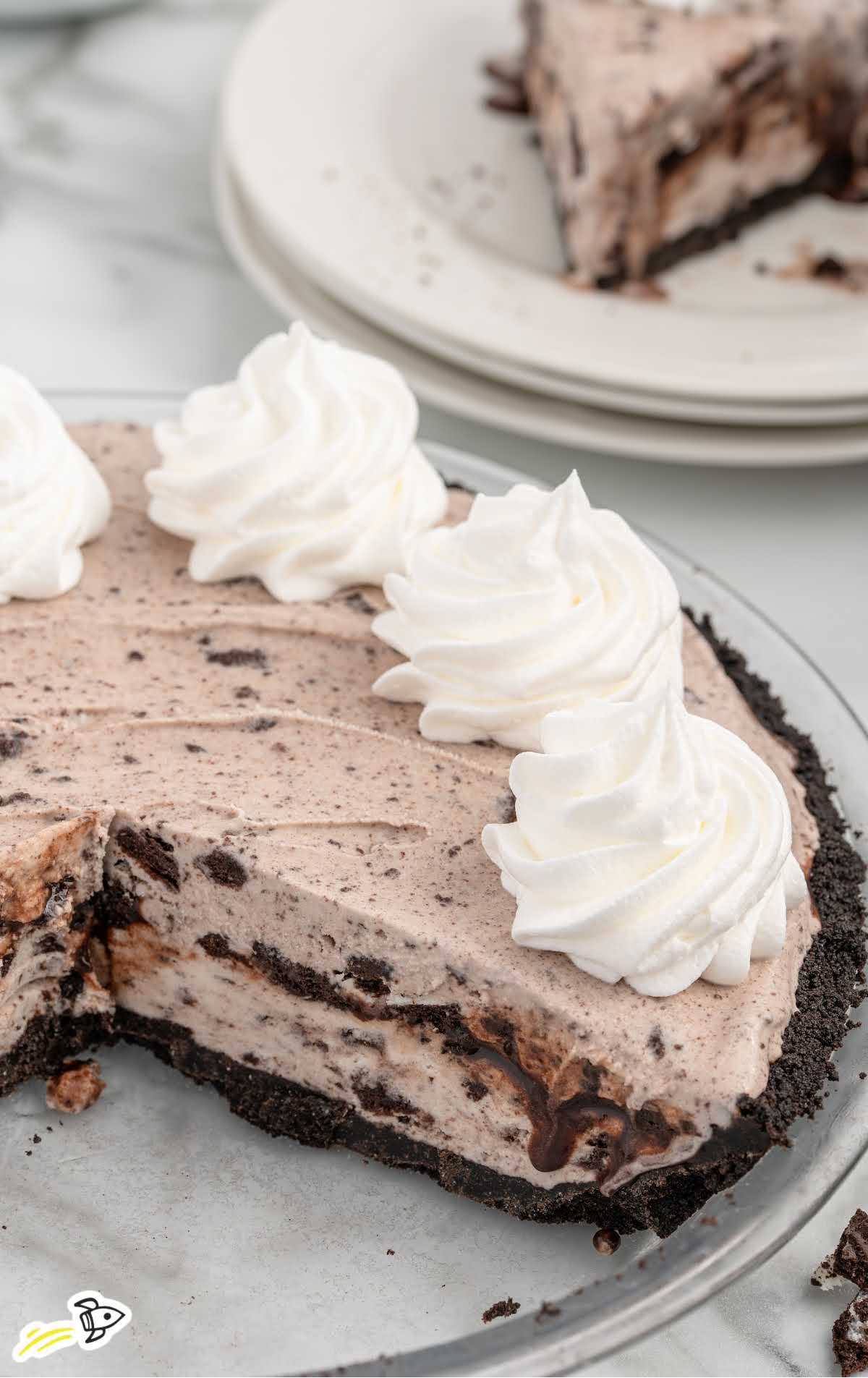 Ice Cream Pie topped with whipped topping