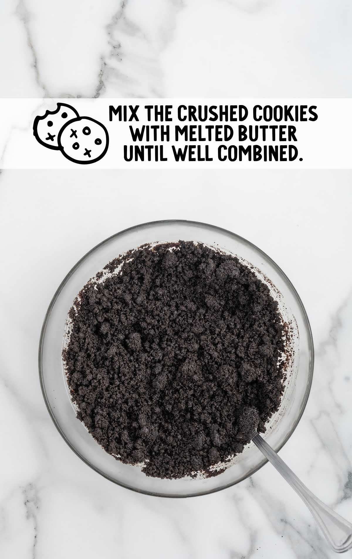 crushed cookies mixed with the melted butter