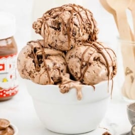 scoops of Nutella Ice Cream in a bowl