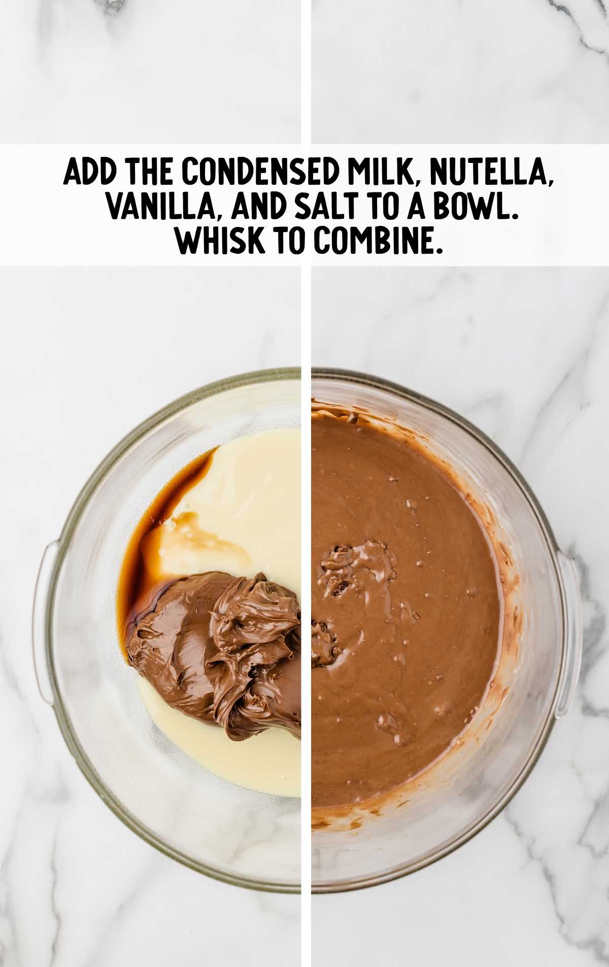 sweetened condensed milk, Nutella, vanilla extract, and salt combined in a bowl