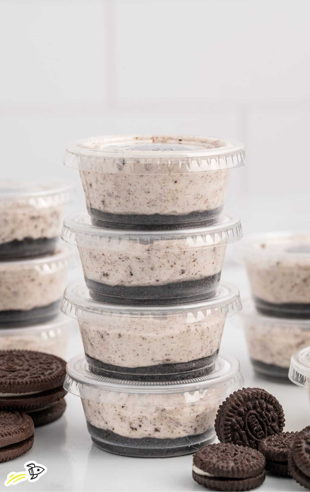 Oreo Dessert Cups stacked on top of each other