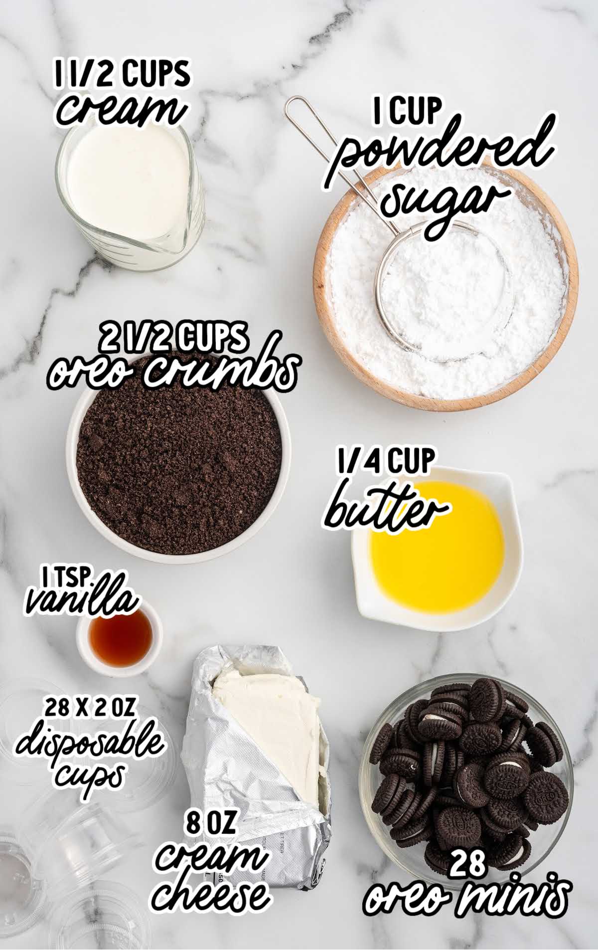 Oreo Dessert Cups raw ingredients that are labeled