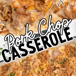 a baking dish of Pork Chop Casserole