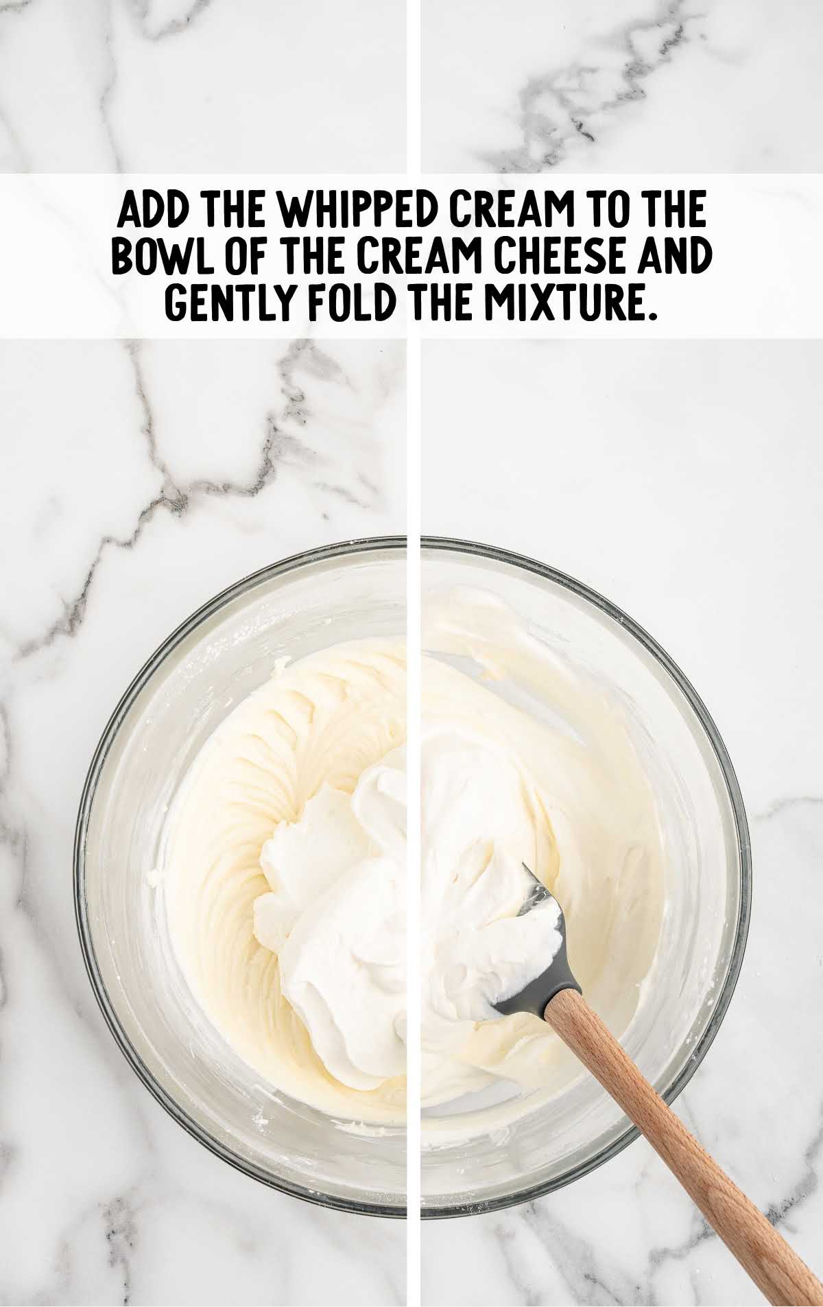 whipped cream folded into the cream cheese mixture