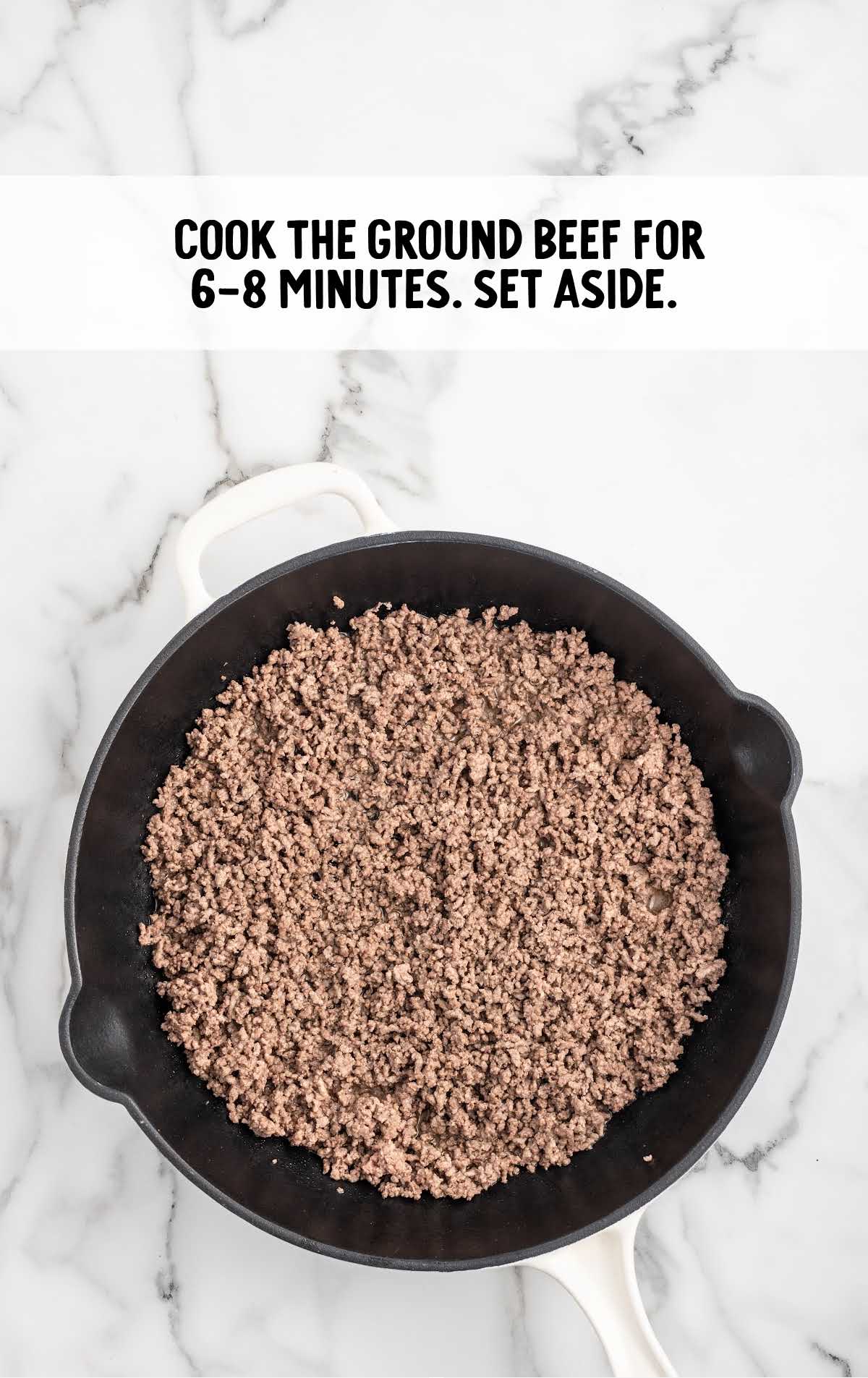 ground beef cooked in a skillet