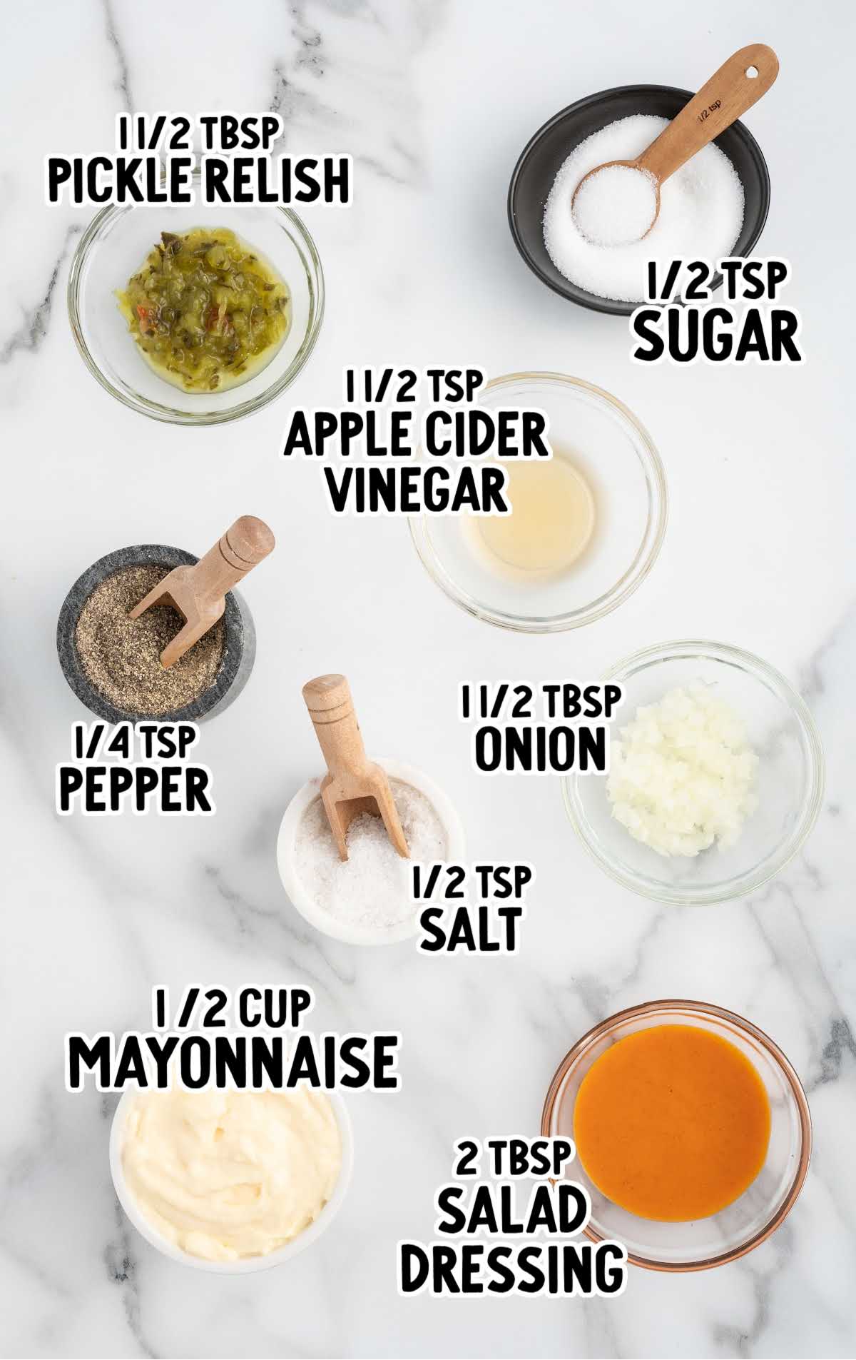 Big Mac Sauce Recipe raw ingredients that are labeled
