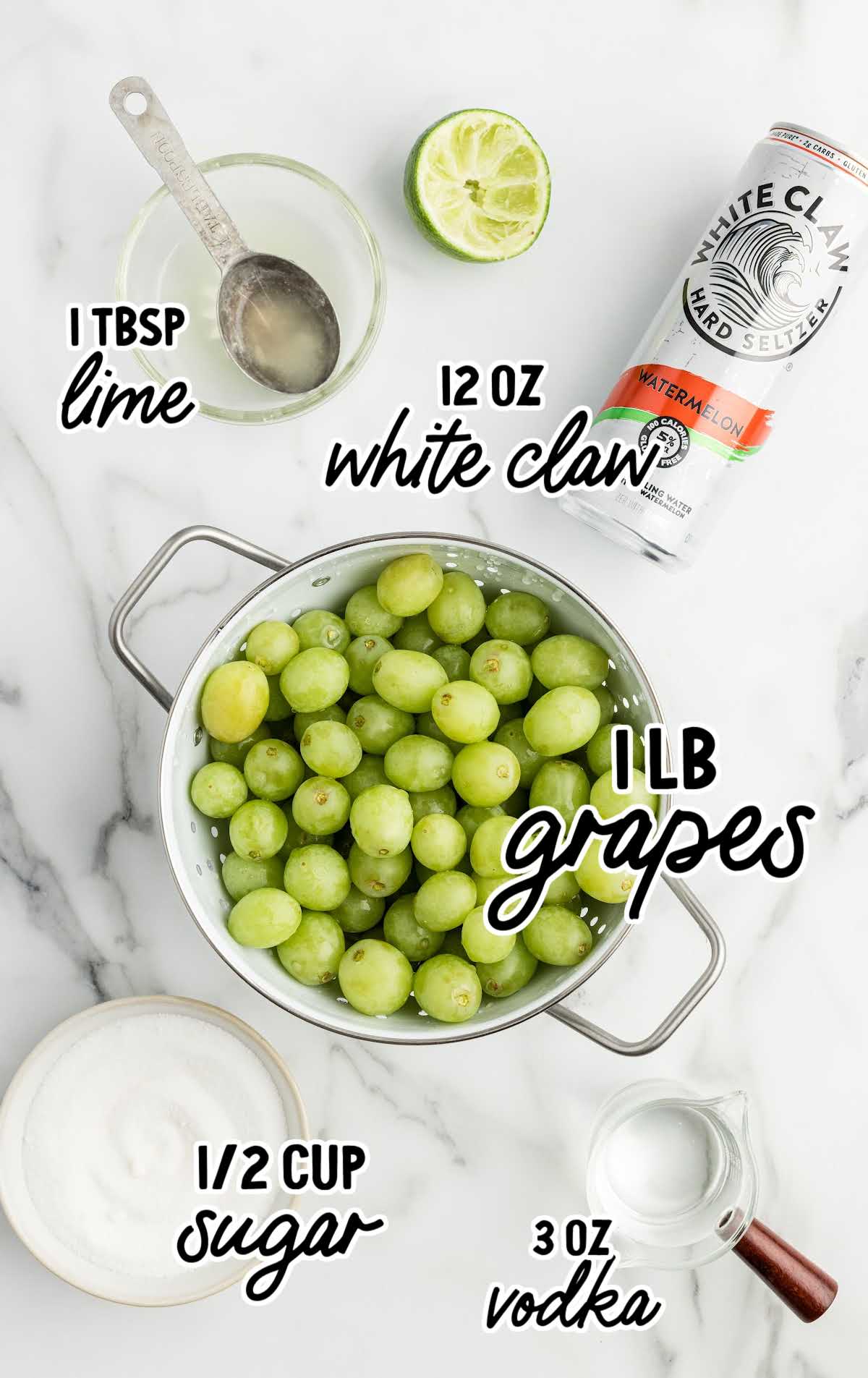 Boozy Grapes raw ingredients that are labeled