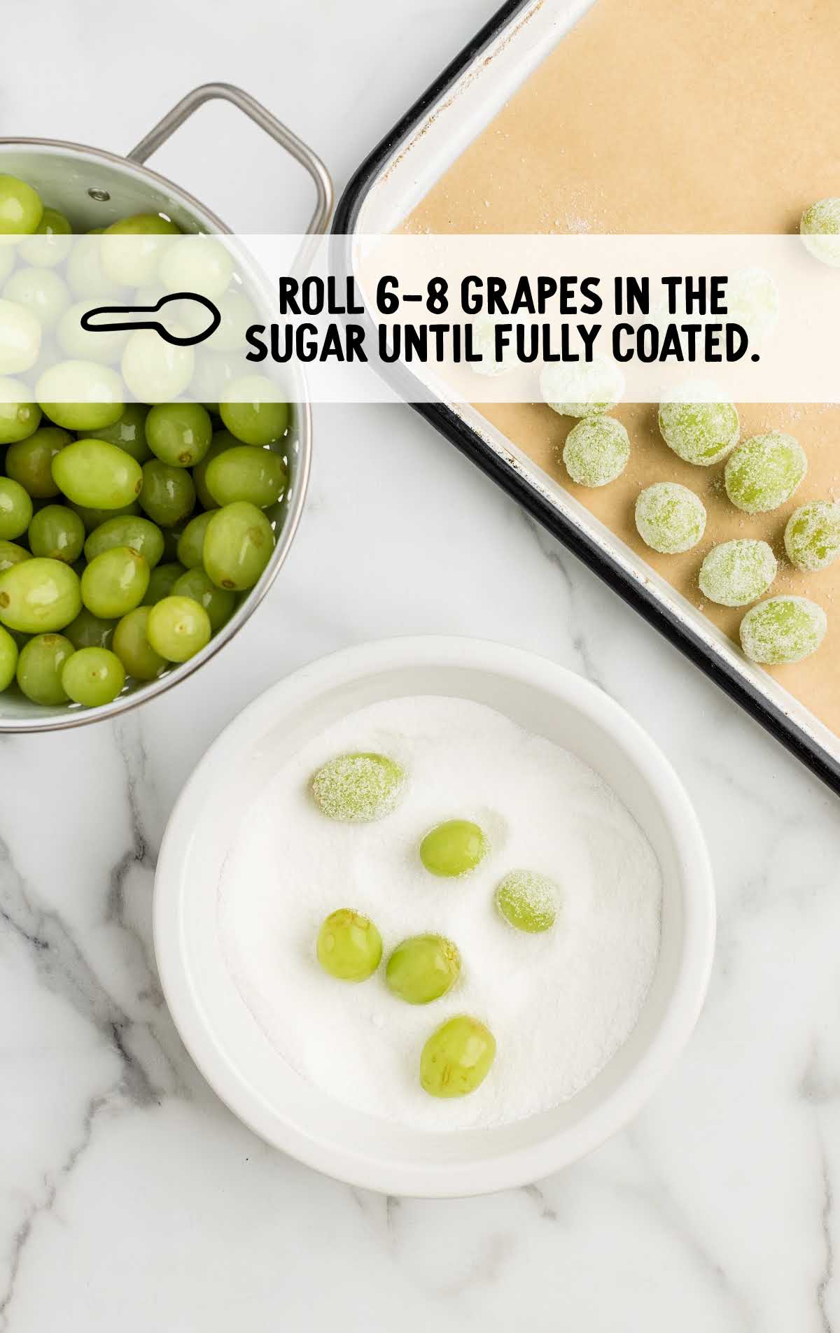 grapes rolled into a bowl of sugar