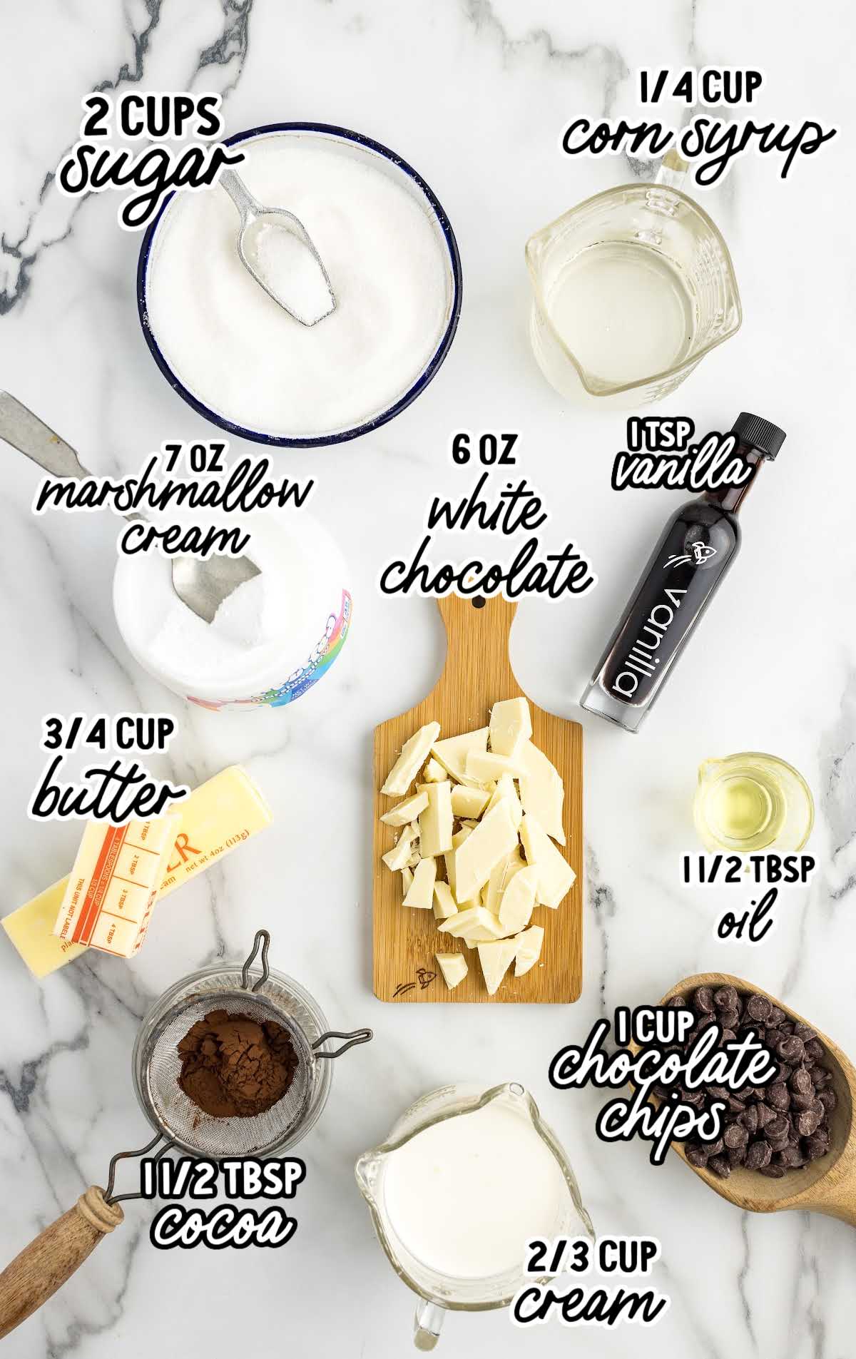 Boston Cream Fudge raw ingredients that are labeled