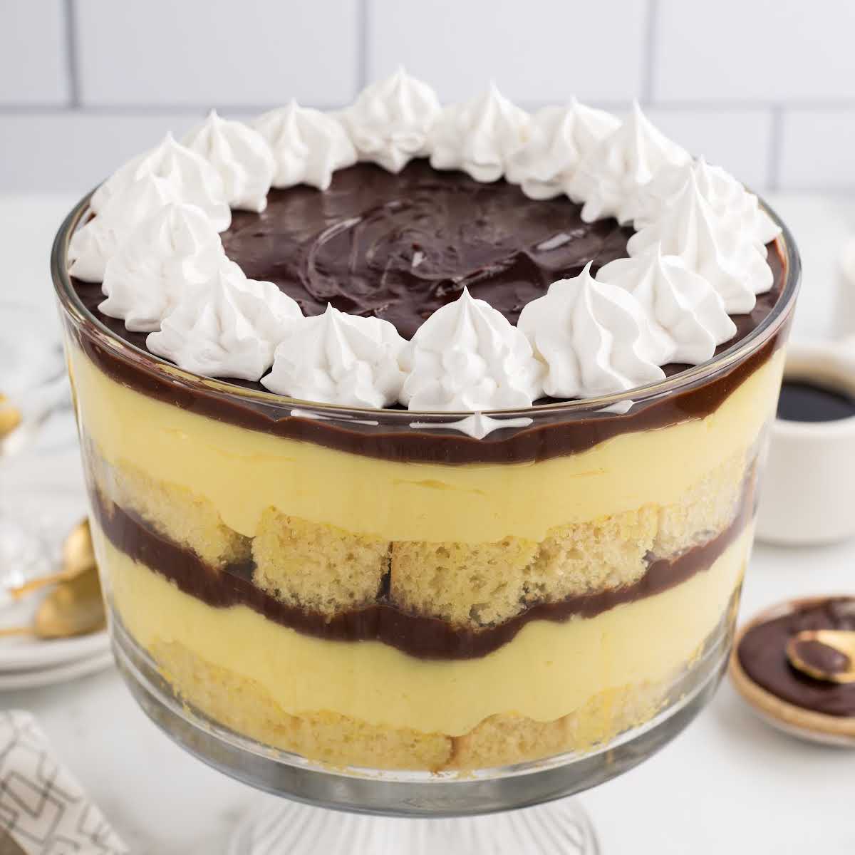 a jar of Boston Cream Pie Trifle