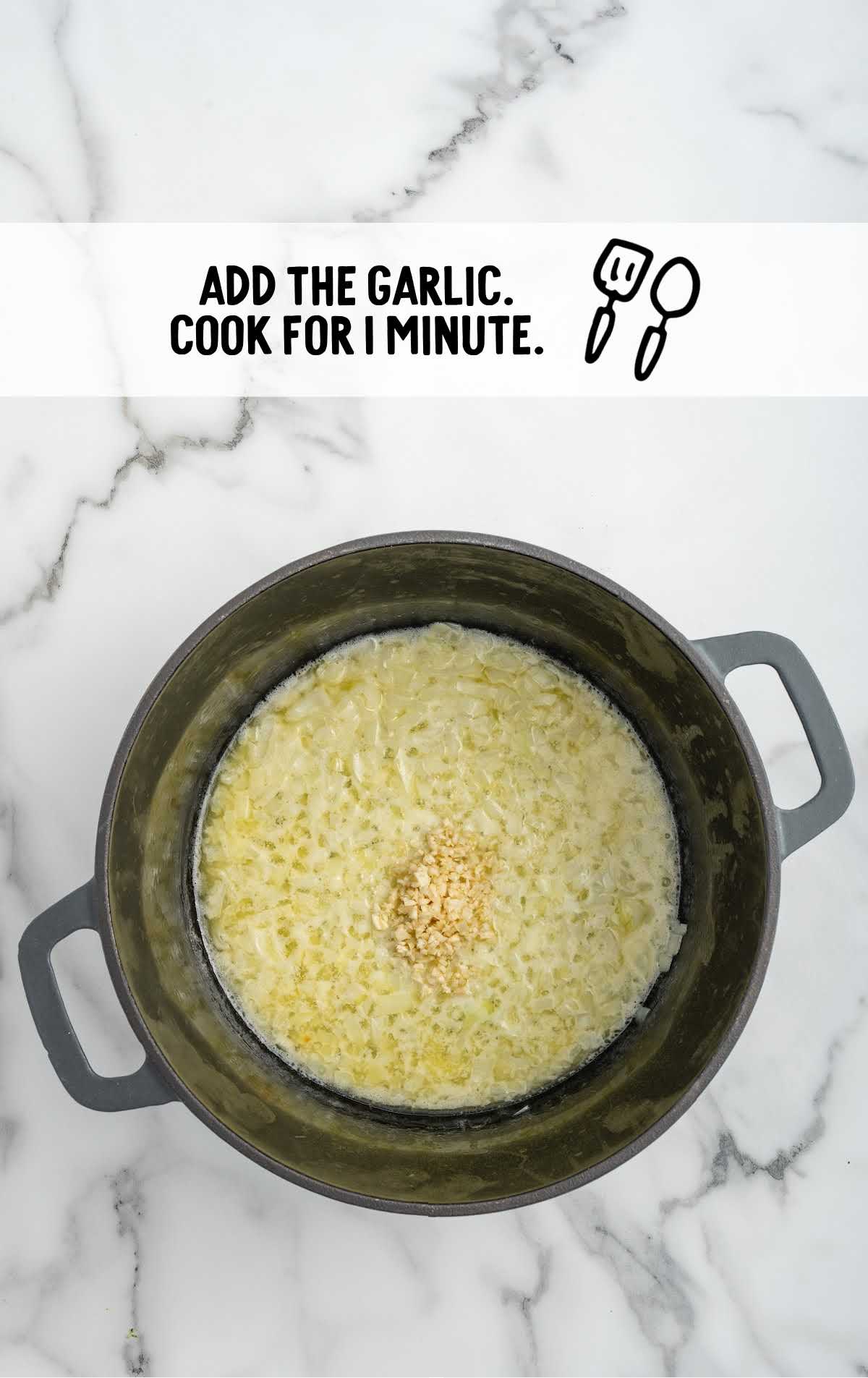 minced garlic added to the pot