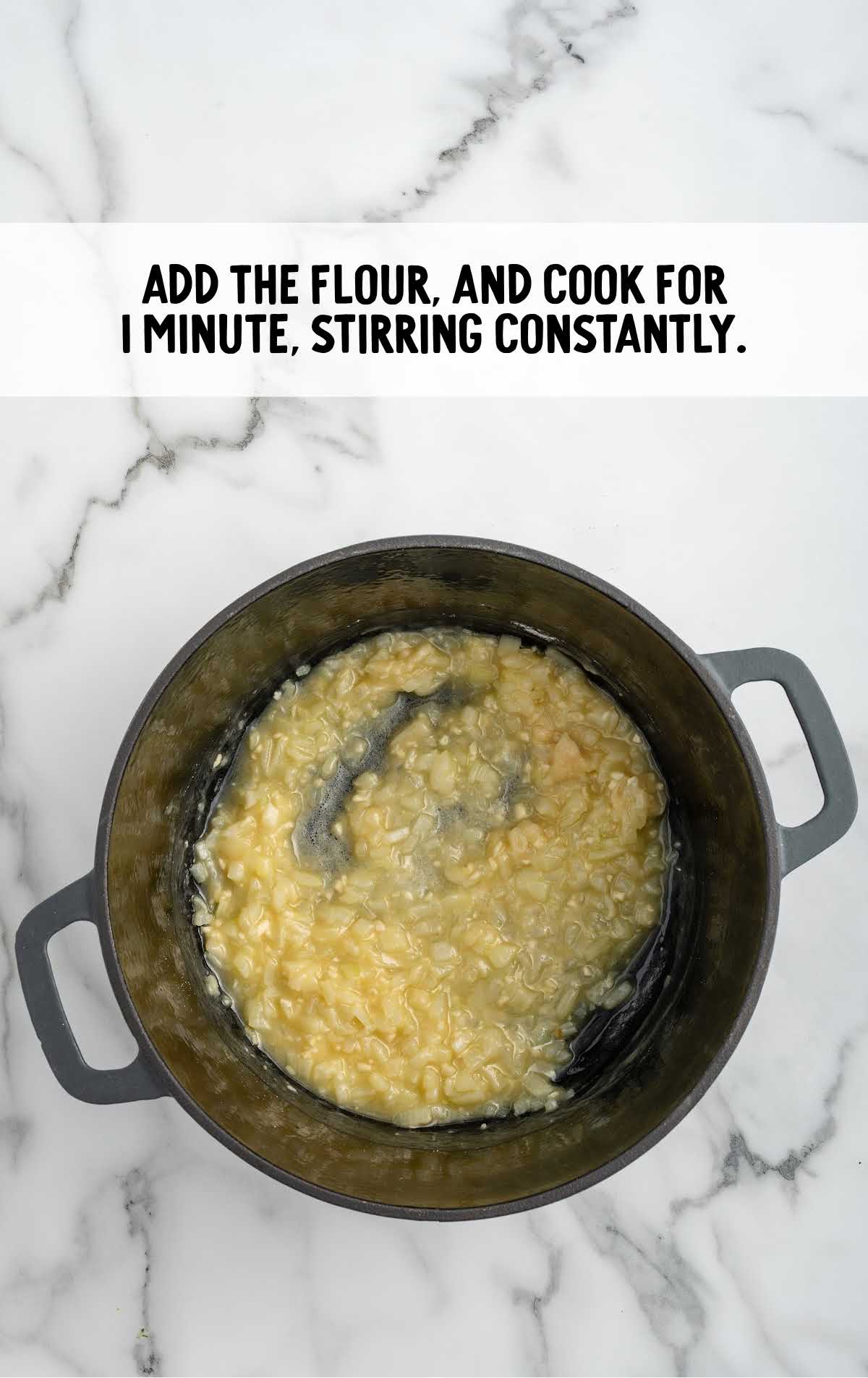 flour added to the pot of butter