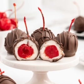 a serving tray of Chocolate Covered Cherries