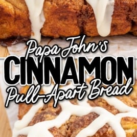 Cinnamon Pull Apart Bread on a wooden board