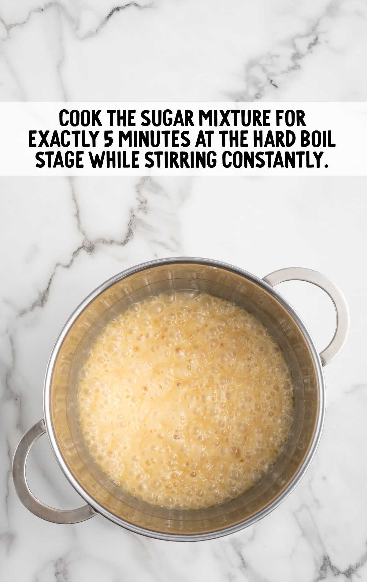 sugar mixture cooked in a pot