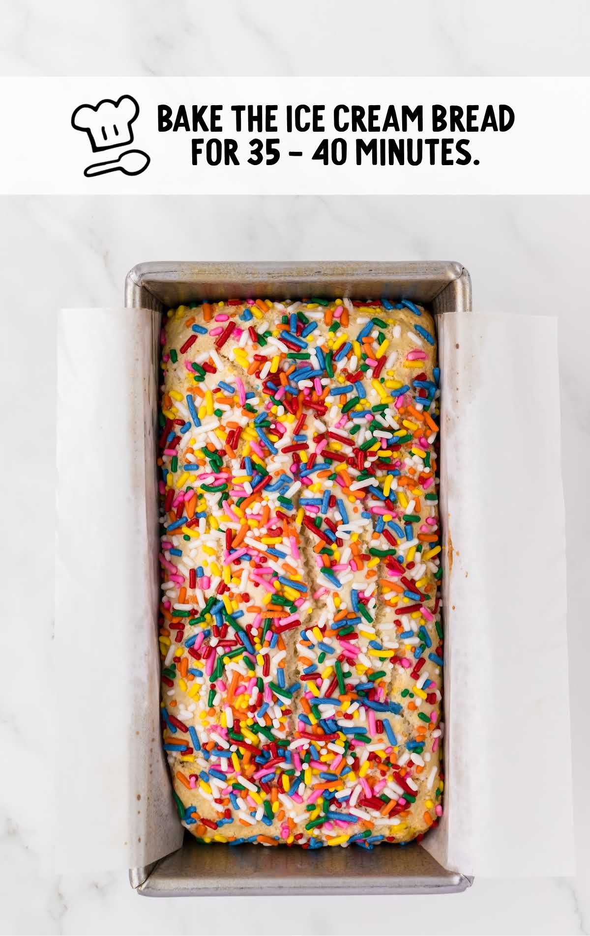 Ice Cream Bread baked in a loaf pan