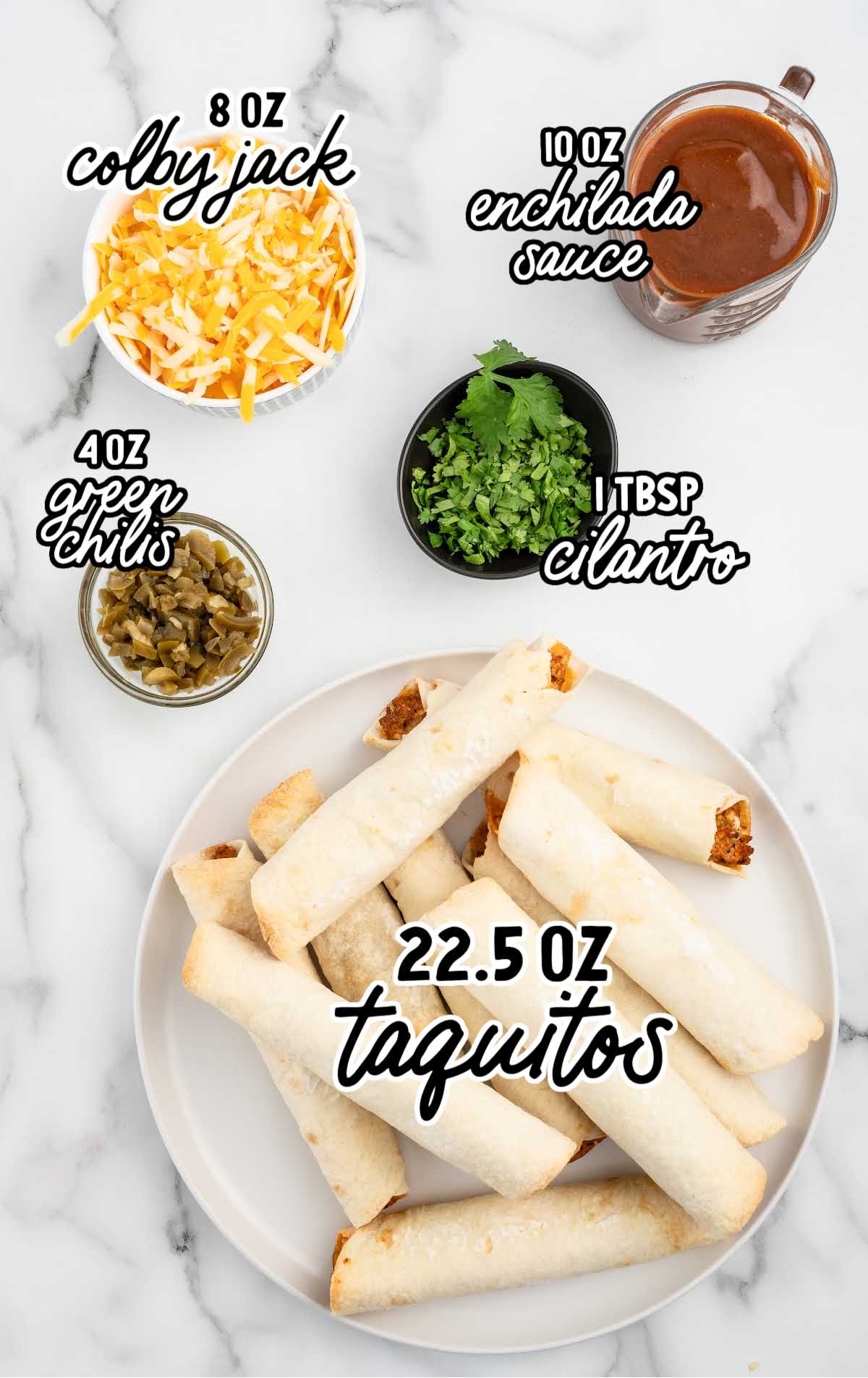 Lazy Enchiladas raw ingredients that are labeled