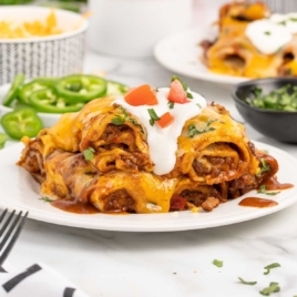 a close up shot of a piece of Lazy Enchiladas on a plate