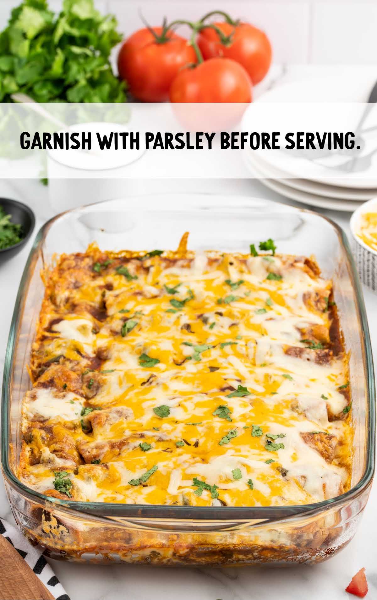 enchiladas garnished with parsley