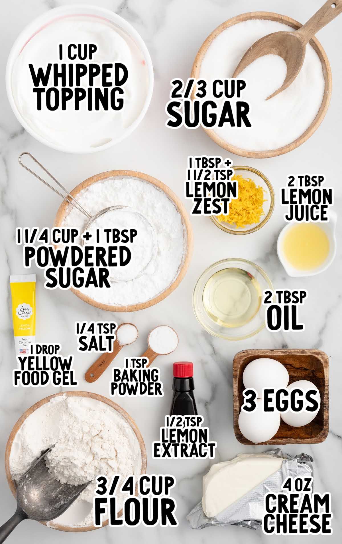 Lemon Swiss Roll raw ingredients that are labeled