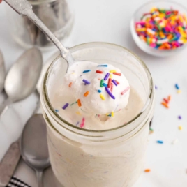 a Mason Jar of Ice Cream topped with sprinkles