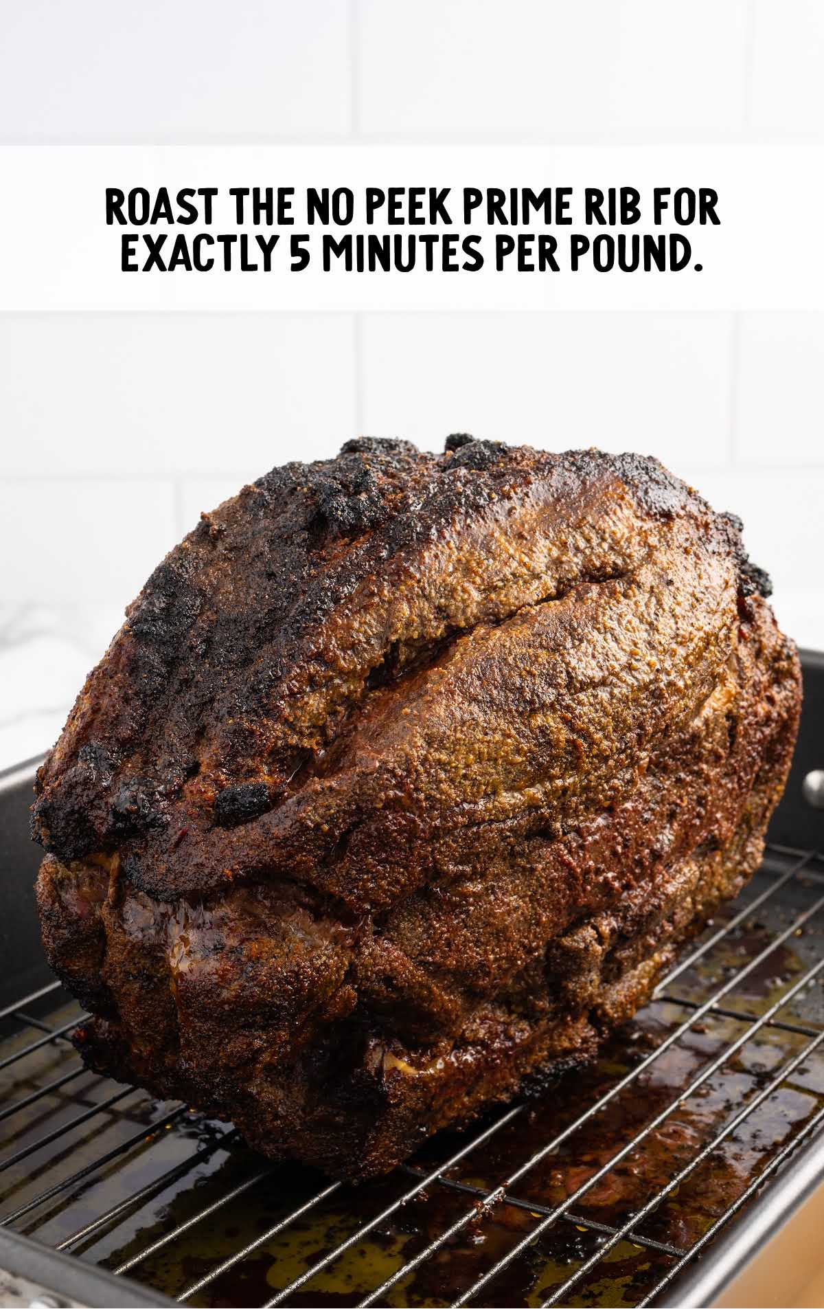 baked prime rib on a roasting pan