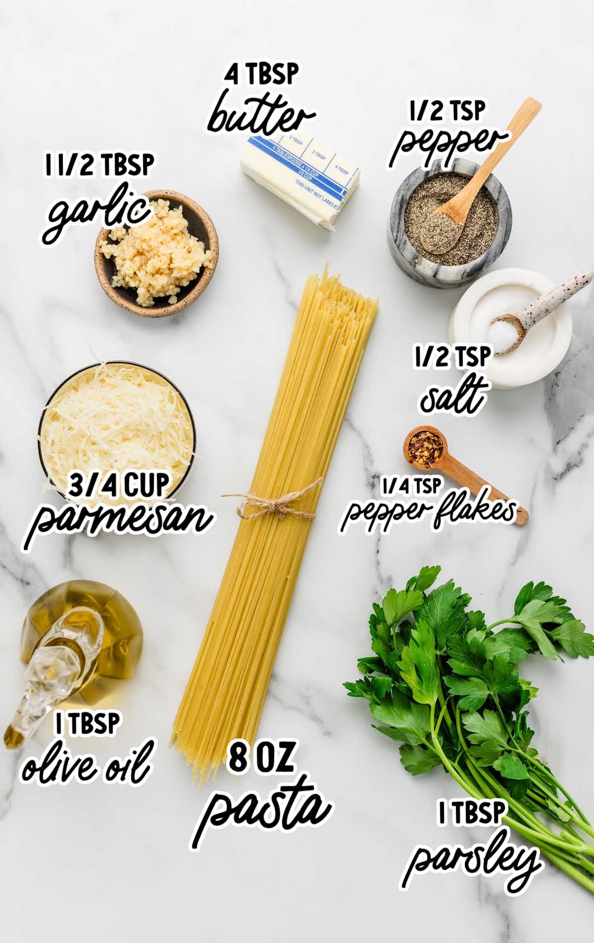 Parmesan Noodles raw ingredients that are labeled